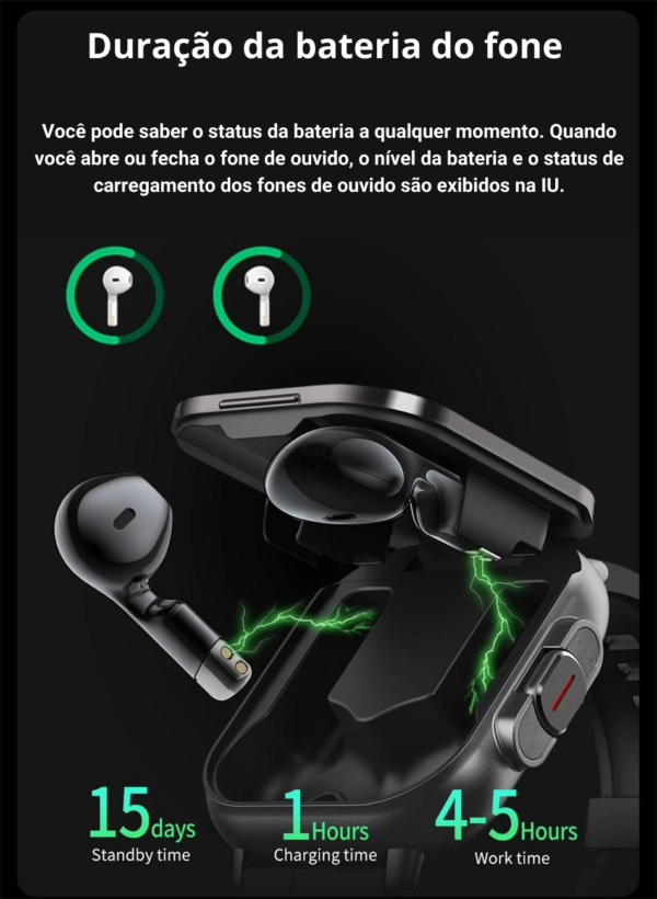 Relógio inteligente com fones imbutidos - Image 6